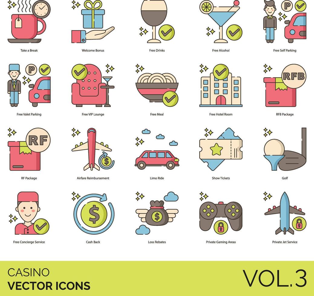 casino icon set vector