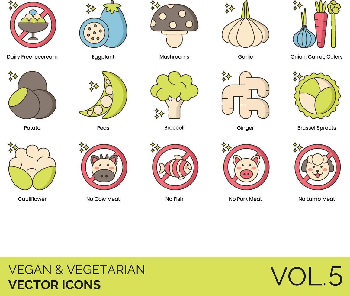 Vegan and Vegetarian Icons vector