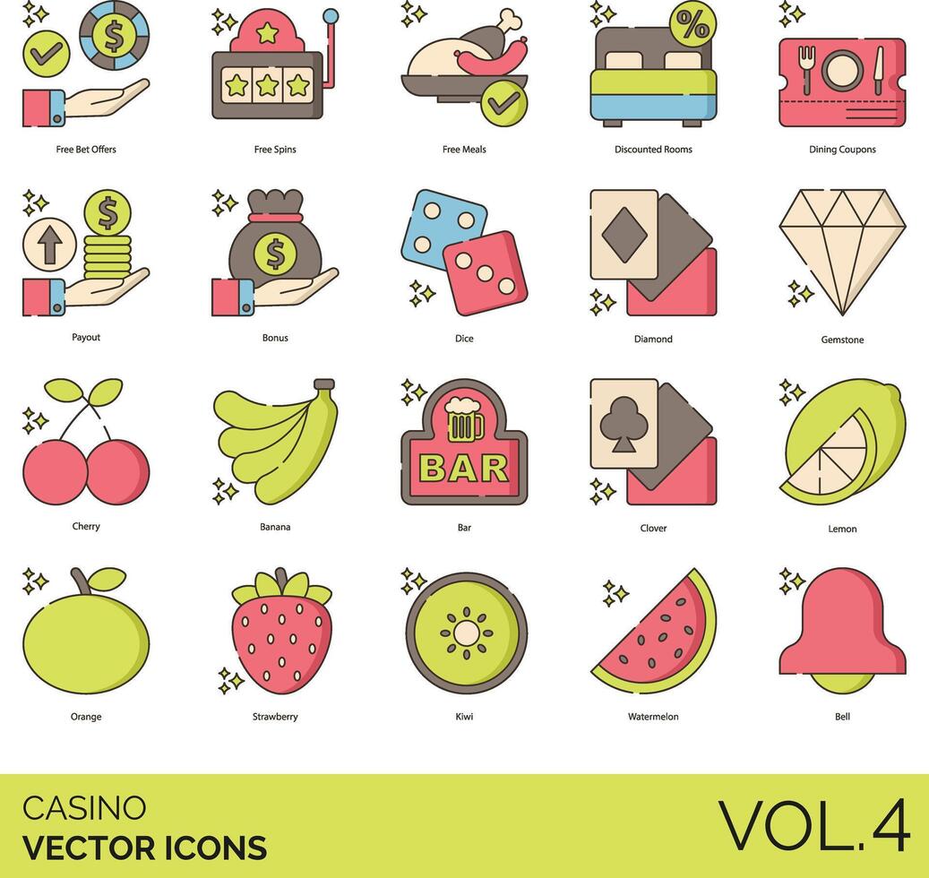 casino icon set vector