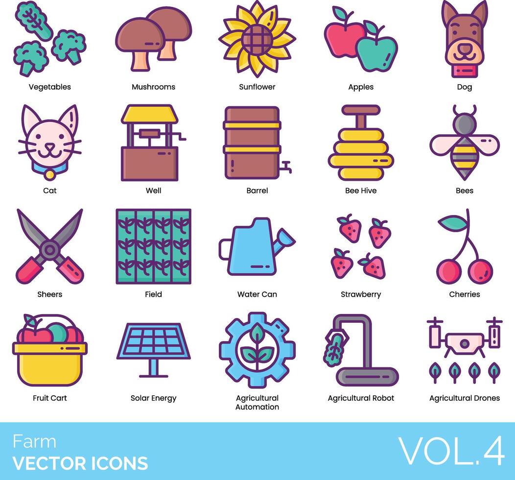 Farm icon set vector