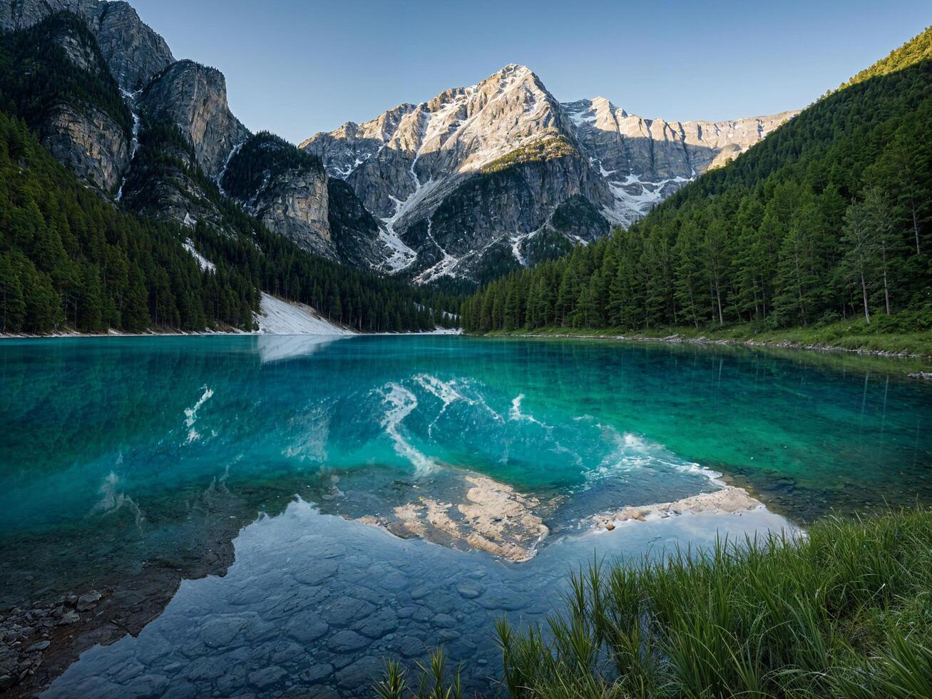 A beautiful wallpaper with lake and mountain view photo