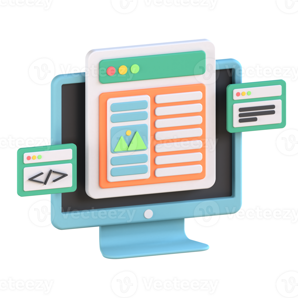 3D Illustration of web design png
