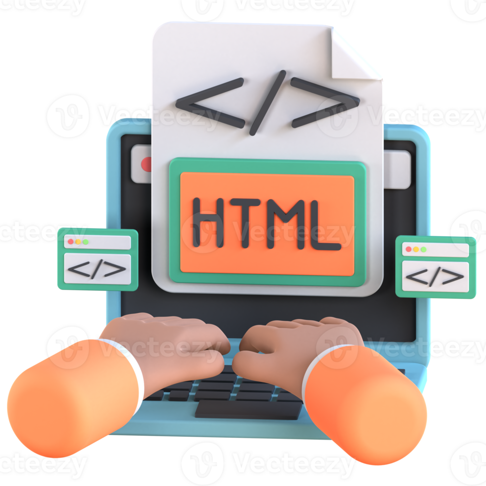 3D Illustration of markup language html 47195517 PNG