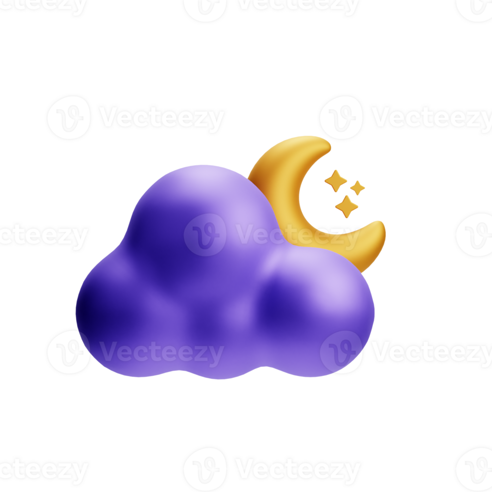 3D Illustration partly cloudy night png