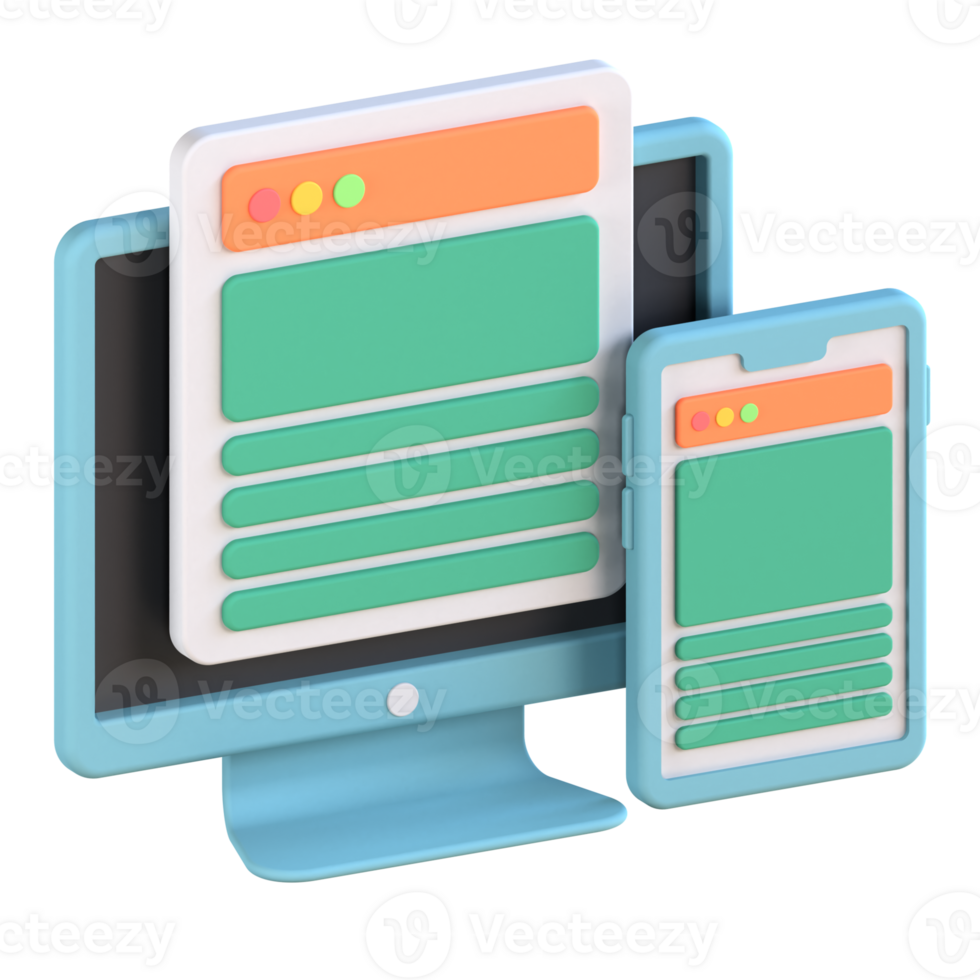 3D Illustration of responsive design png