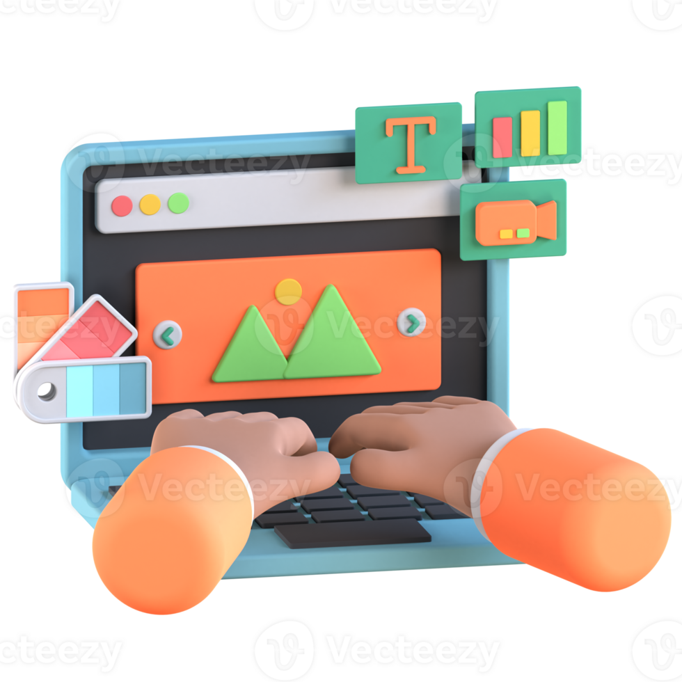 3D Illustration of visual elements png
