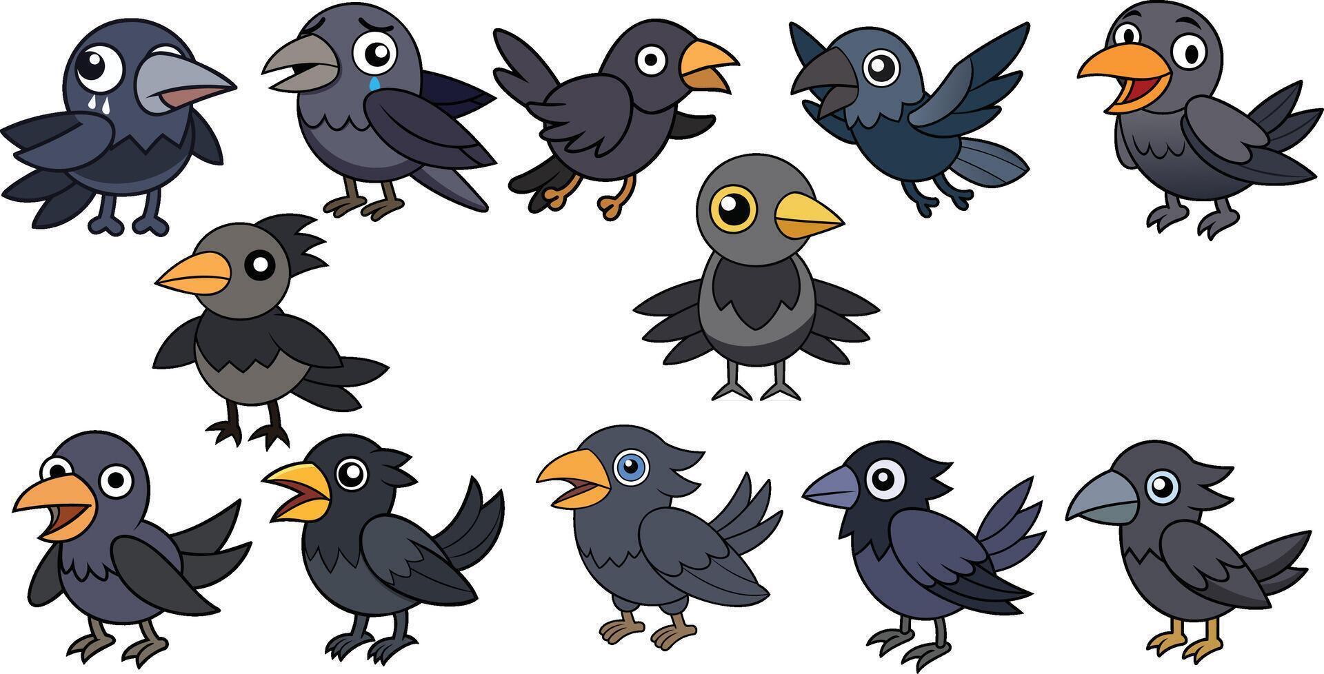 Crow flat design ,animal design vector