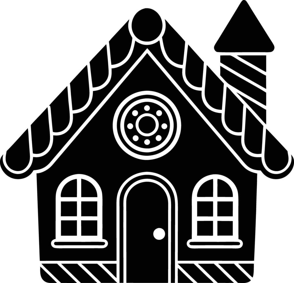 simple gingerbread house silhouette black design white background vector
