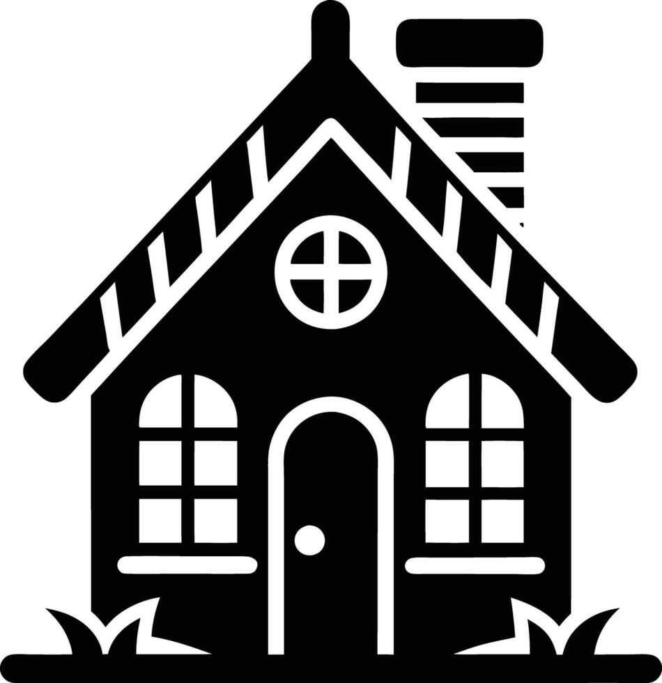 simple gingerbread house silhouette black design white background vector