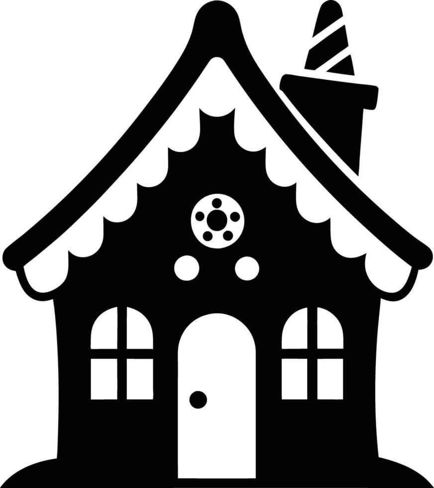 simple gingerbread house silhouette black design white background vector