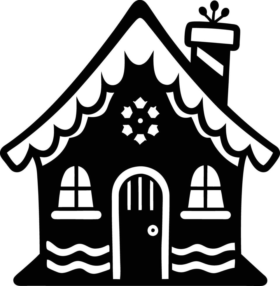 simple gingerbread house silhouette black design white background vector