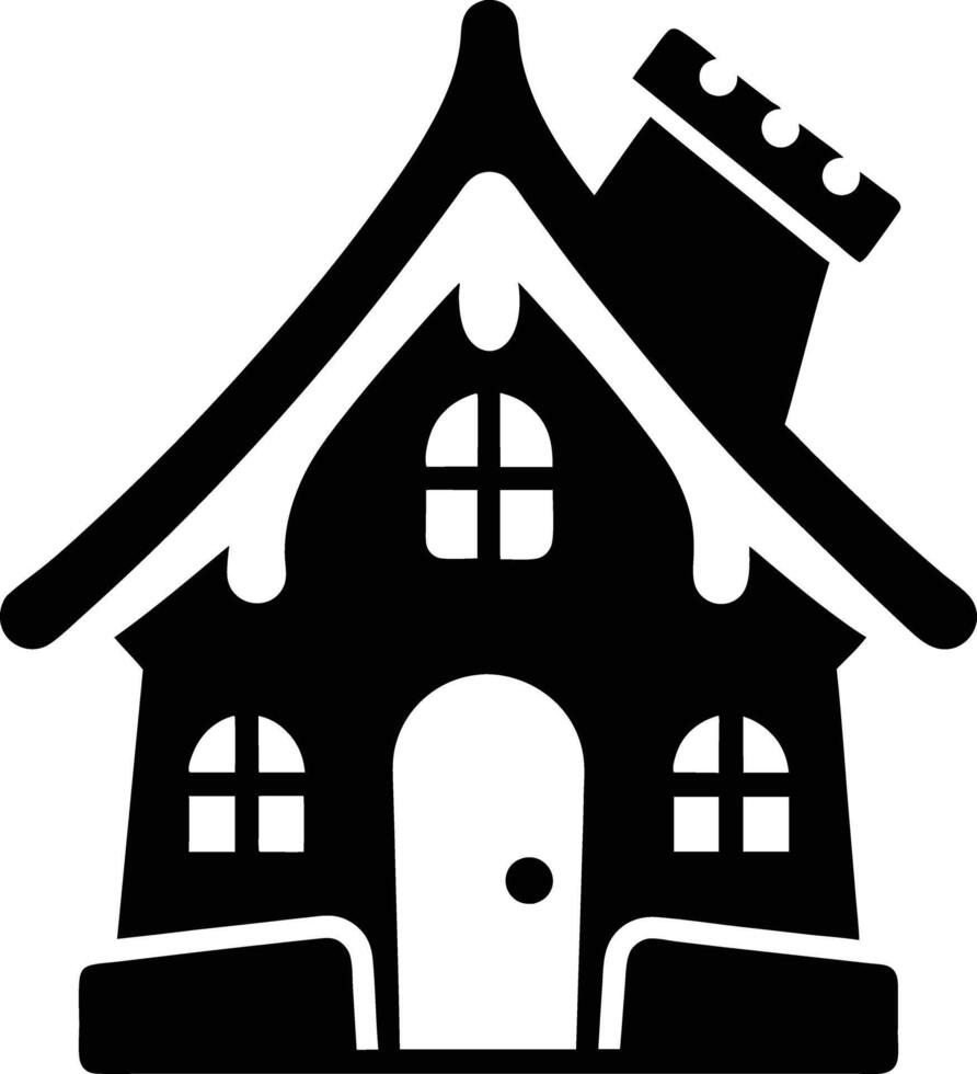 simple gingerbread house silhouette black design white background vector