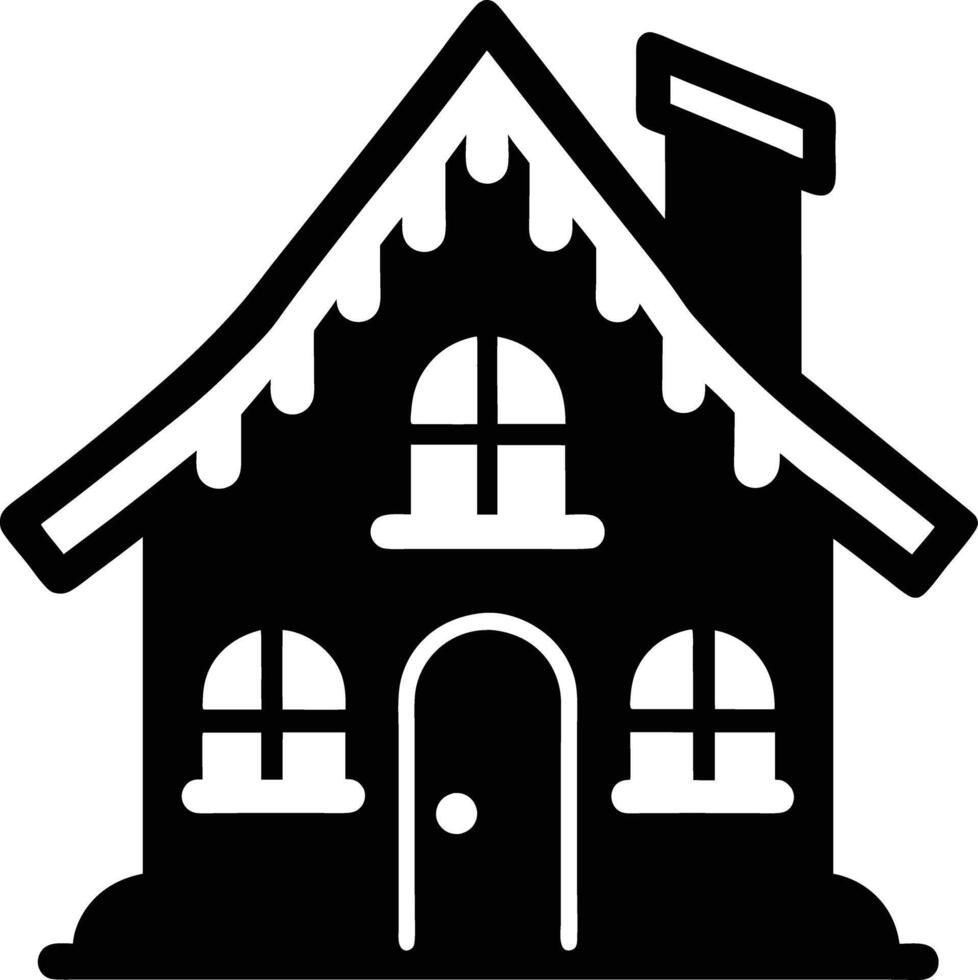 simple gingerbread house silhouette black design white background vector
