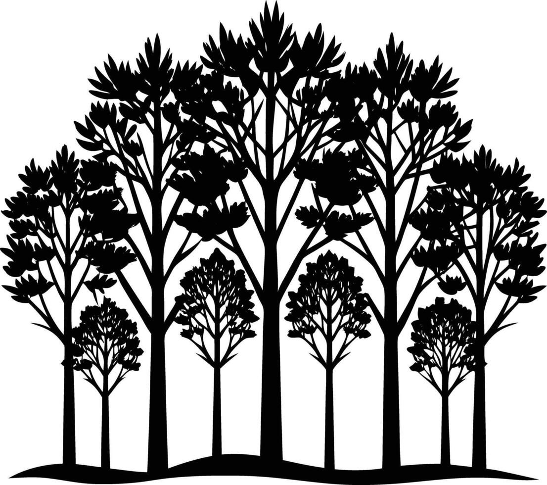 unique treeline silhouette illustration white background vector