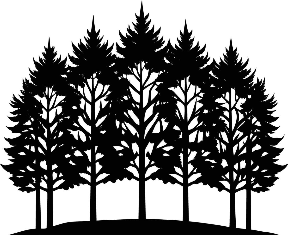 unique treeline silhouette illustration white background vector