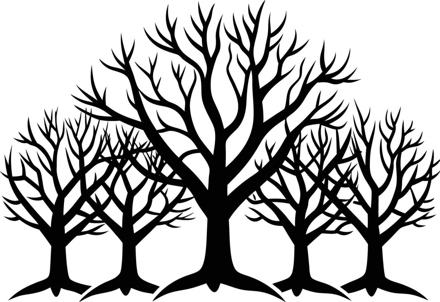 unique treeline silhouette illustration white background vector