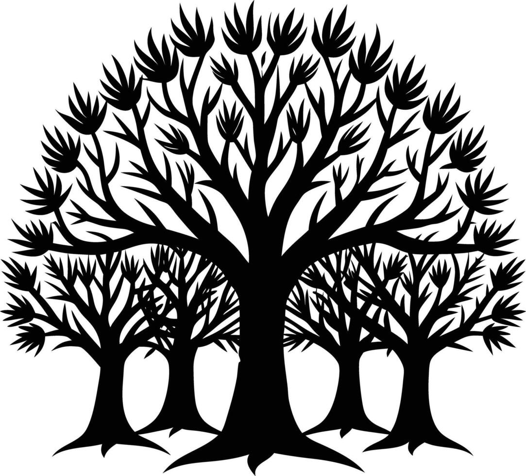 unique treeline silhouette illustration white background vector