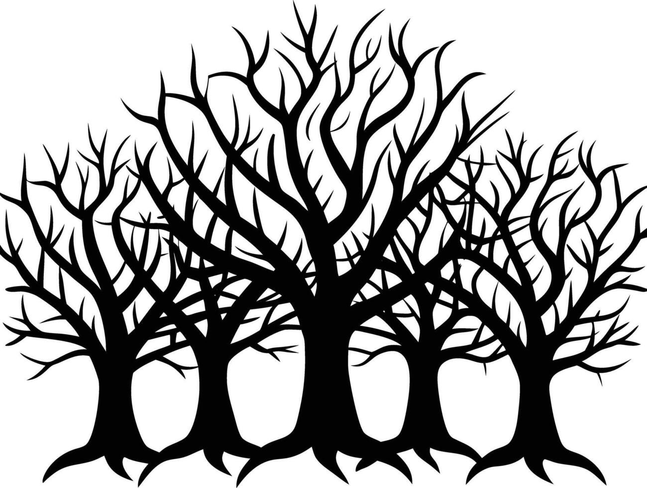 unique treeline silhouette illustration white background vector