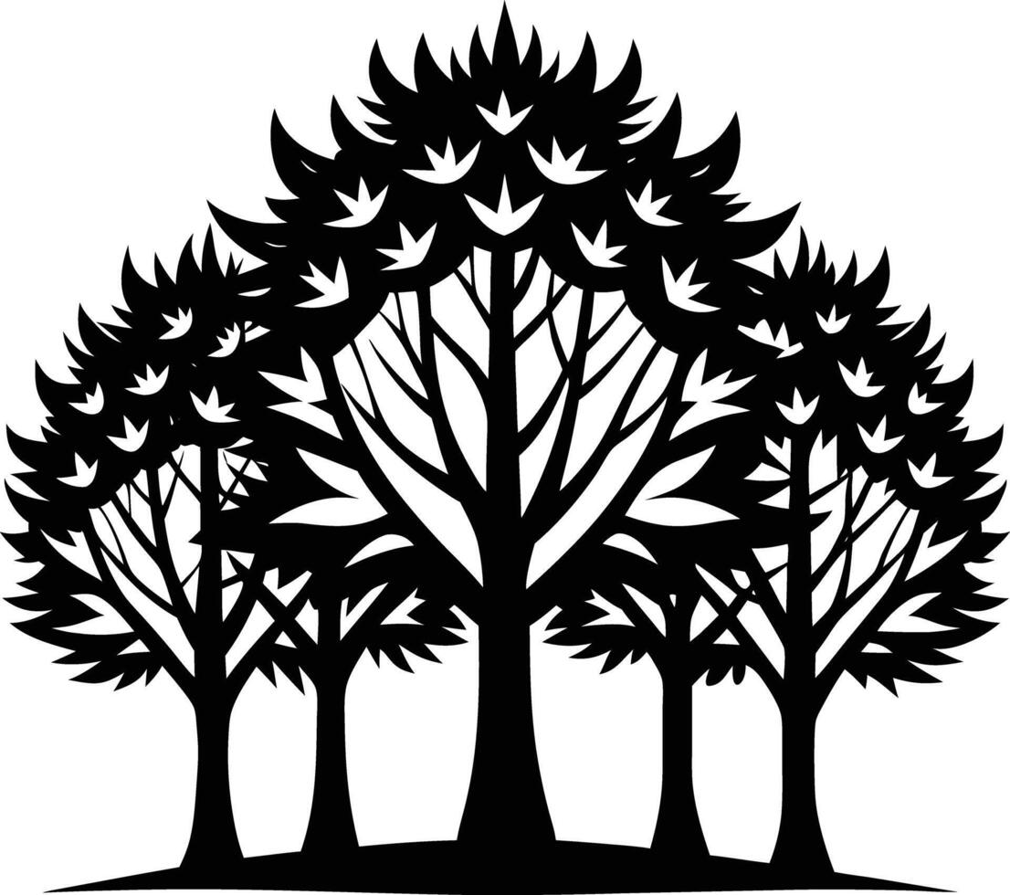unique treeline silhouette illustration white background vector