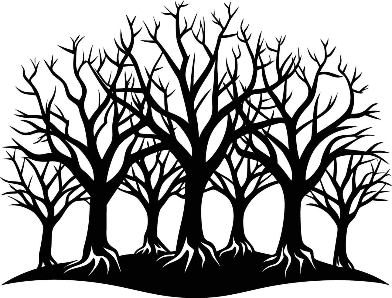 unique treeline silhouette illustration white background vector