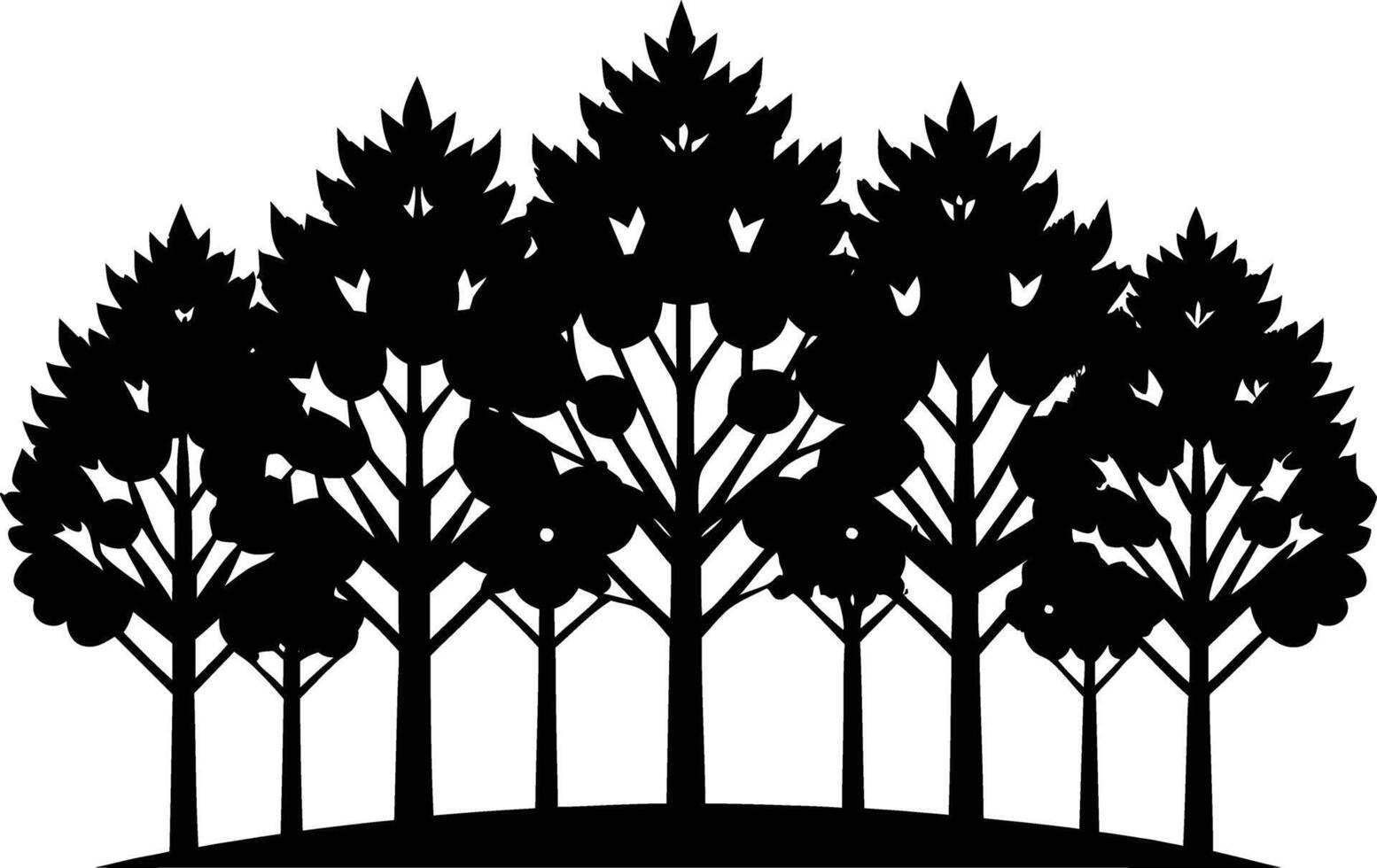 unique treeline silhouette illustration white background vector