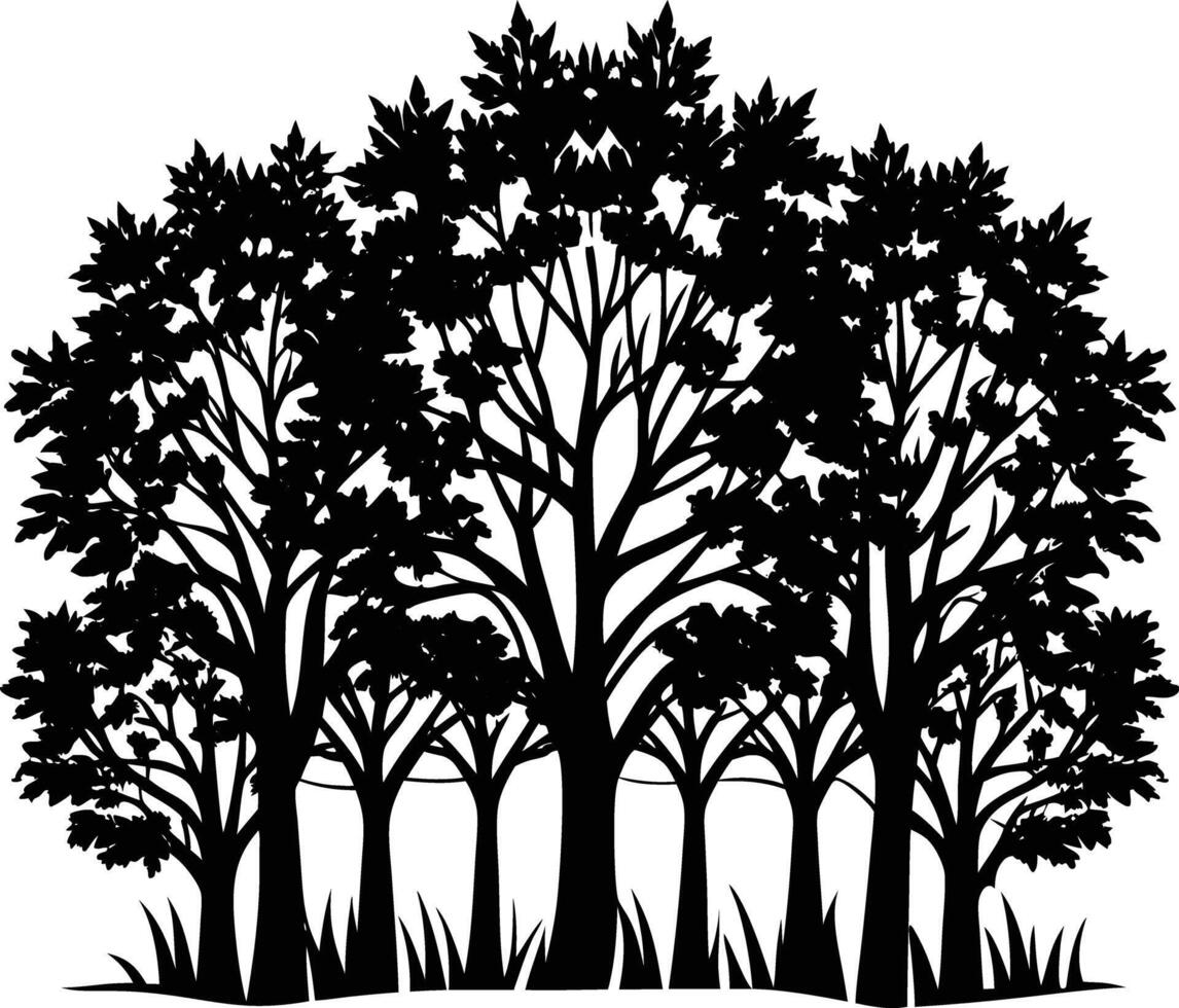 unique treeline silhouette illustration white background vector