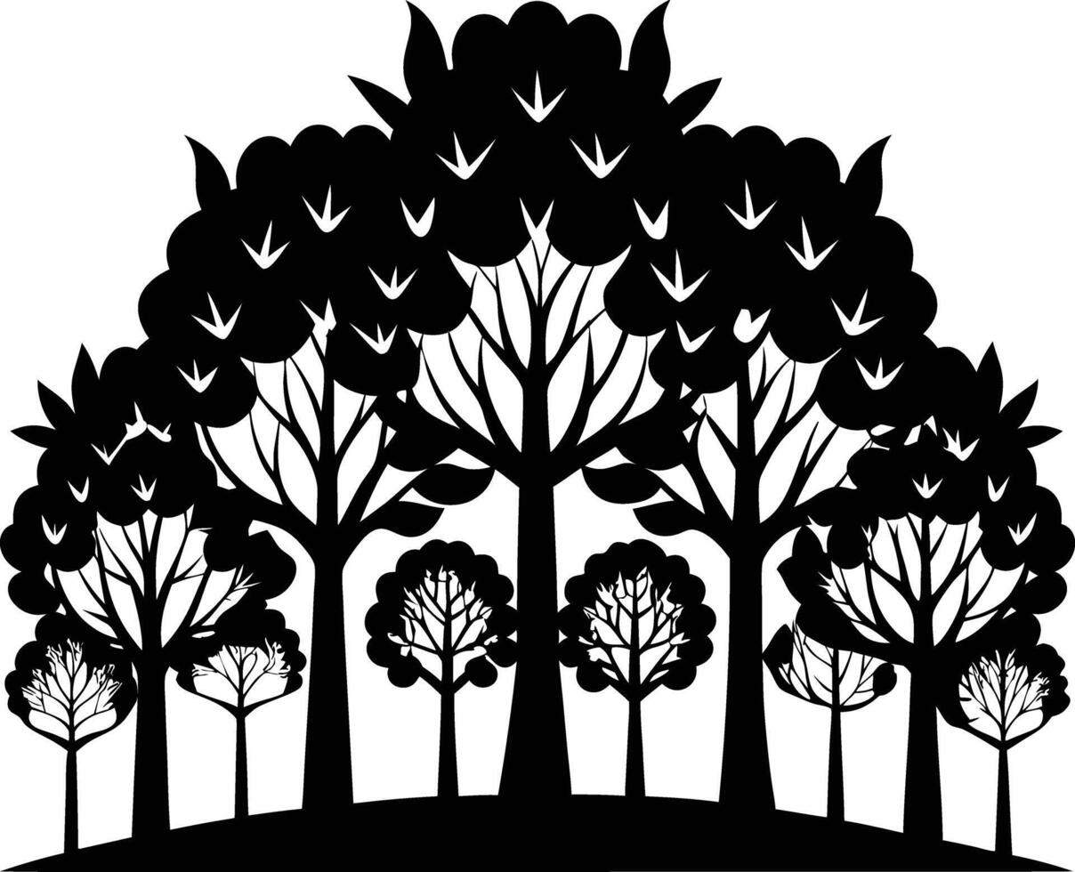 unique treeline silhouette illustration white background vector