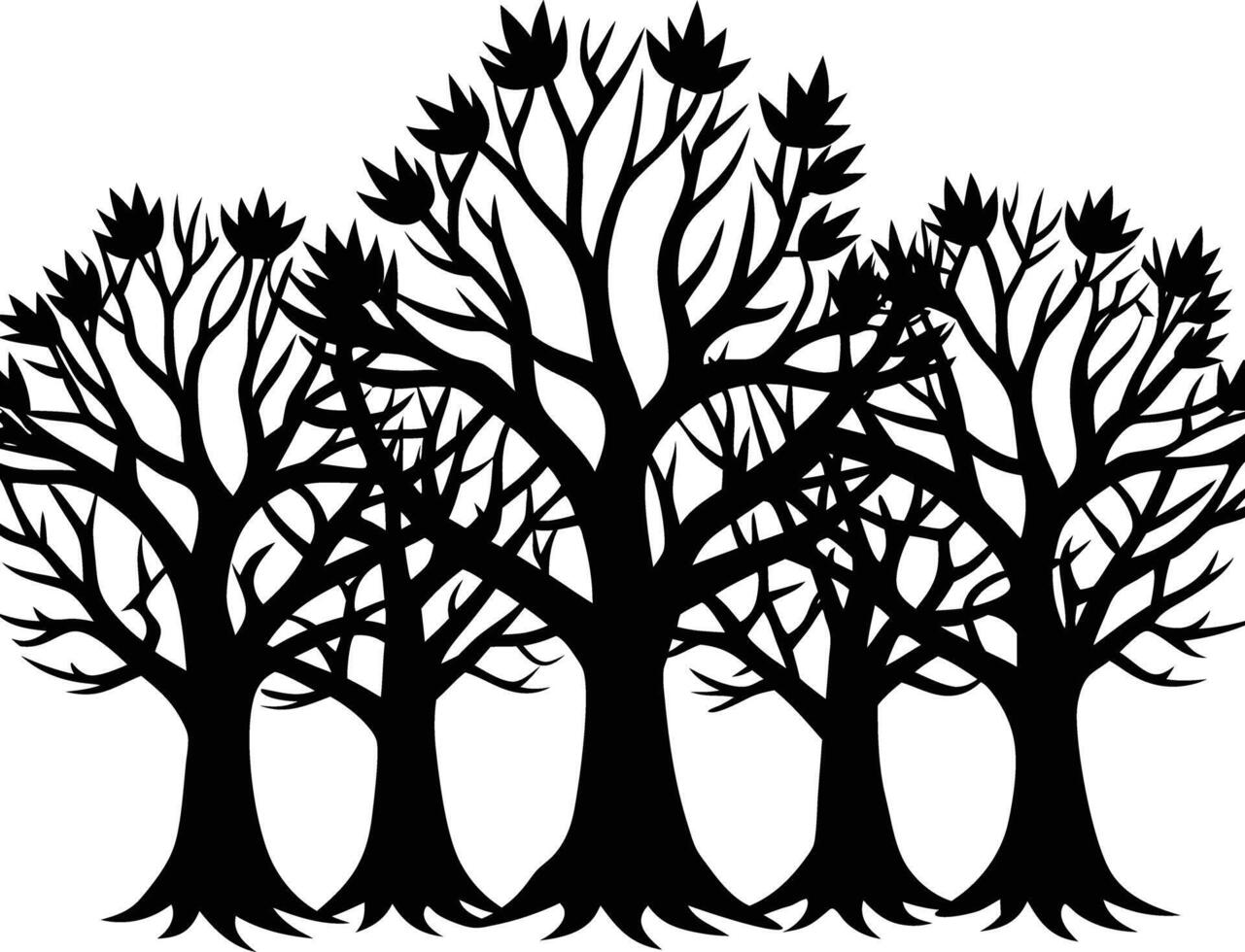 unique treeline silhouette illustration white background vector