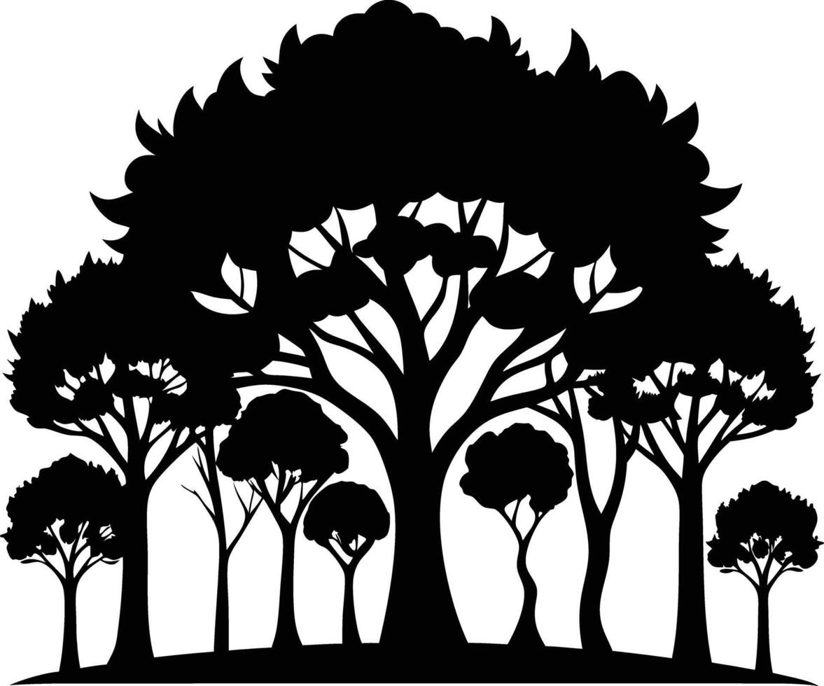 unique treeline silhouette illustration white background vector