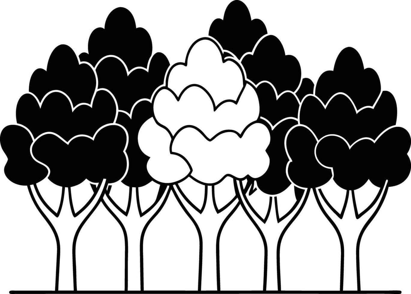 unique treeline silhouette illustration white background vector