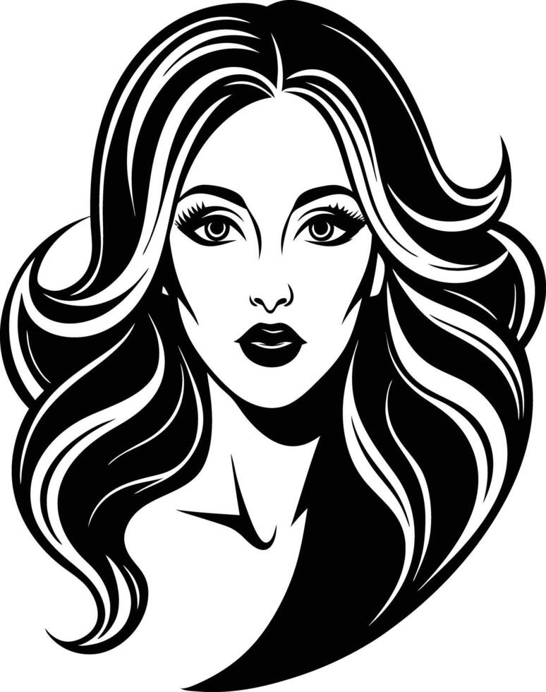 Women beauty logo illustration black and white vector