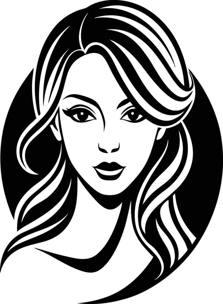 Women beauty logo illustration black and white vector