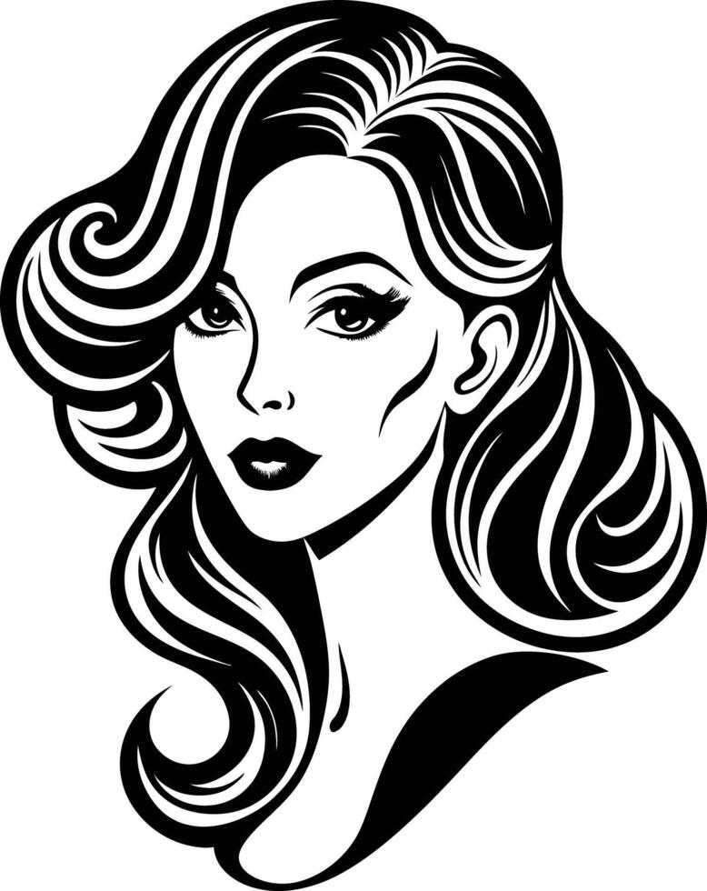 Women beauty logo illustration black and white vector