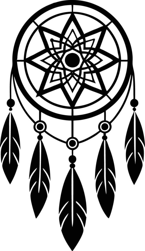 traditional dreamcatchers ornament illustration black and white vector