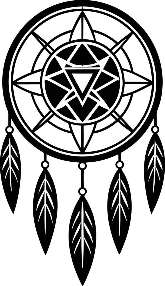 traditional dreamcatchers ornament illustration black and white vector