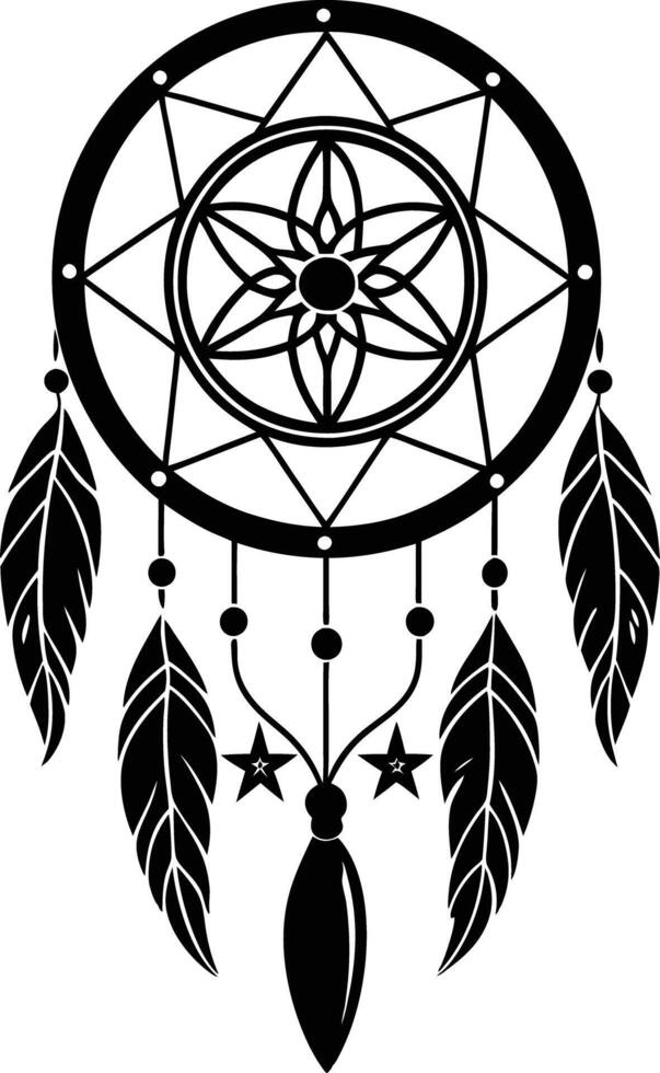 traditional dreamcatchers ornament illustration black and white vector