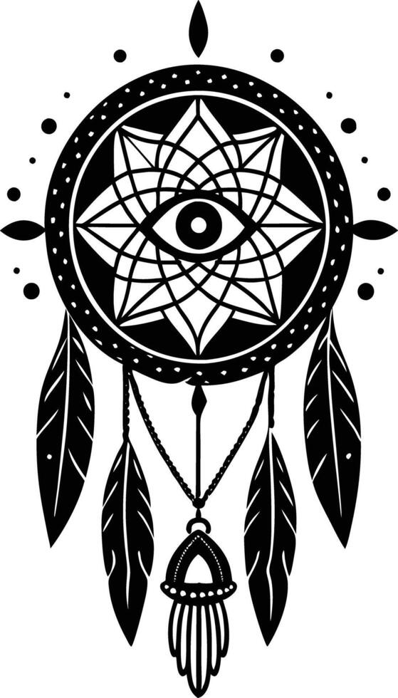 traditional dreamcatchers ornament illustration black and white vector