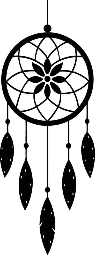 traditional dreamcatchers ornament illustration black and white vector