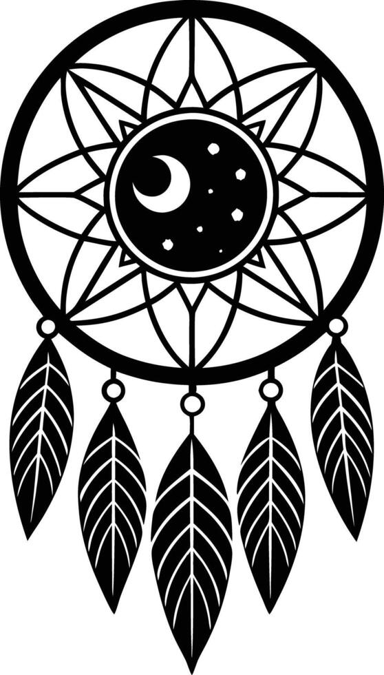 traditional dreamcatchers ornament illustration black and white vector