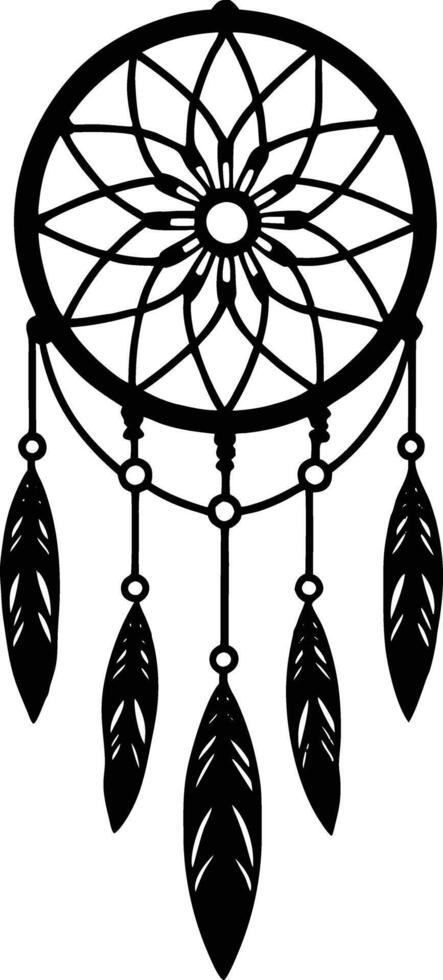 traditional dreamcatchers ornament illustration black and white vector
