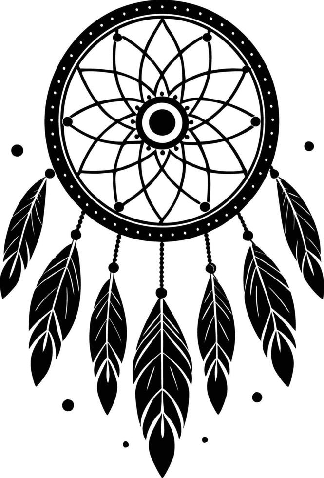 traditional dreamcatchers ornament illustration black and white vector