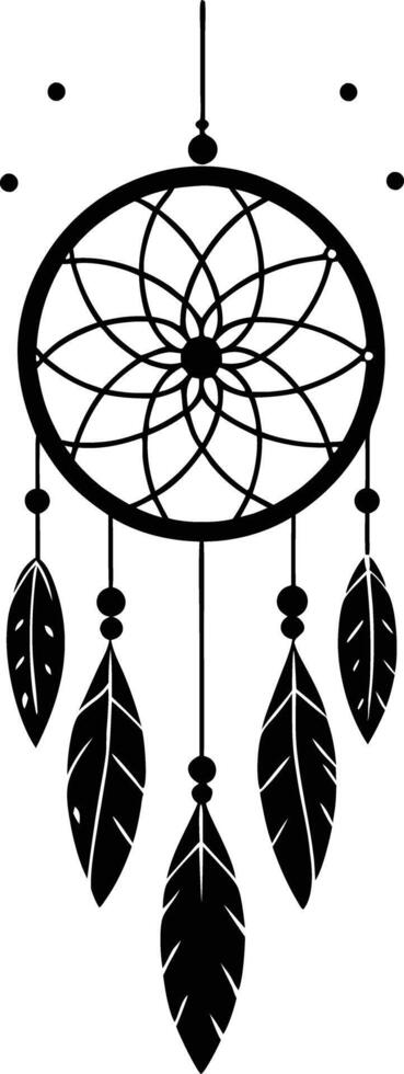 traditional dreamcatchers ornament illustration black and white vector