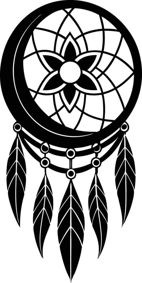 traditional dreamcatchers ornament illustration black and white vector