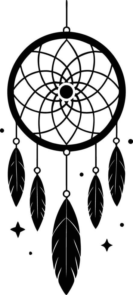 traditional dreamcatchers ornament illustration black and white vector