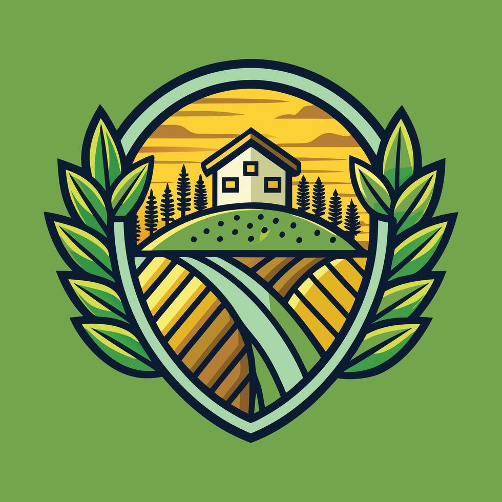 Farming logo illustration design on solid background vector