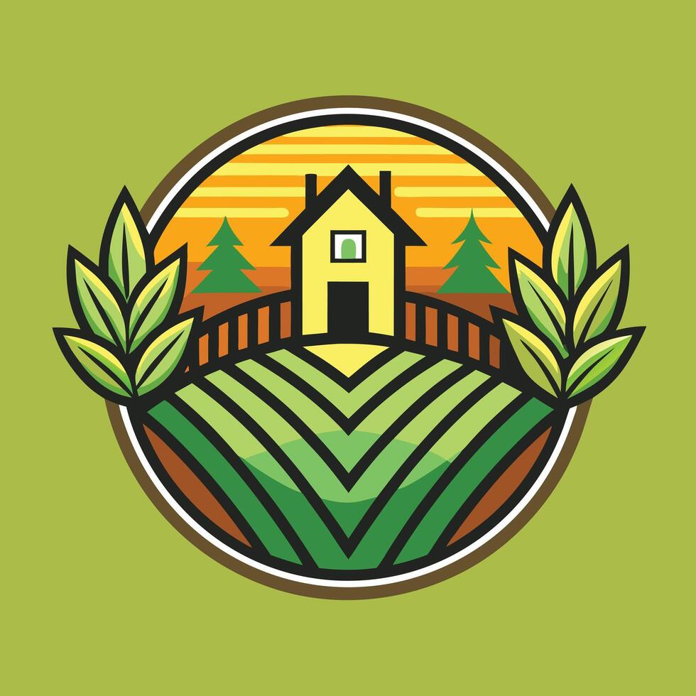 Farming logo illustration design on solid background vector