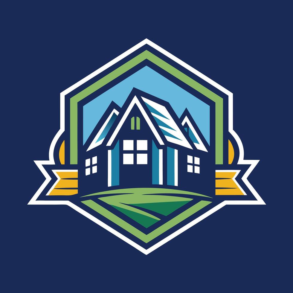 real estate logo illustration on solid background vector