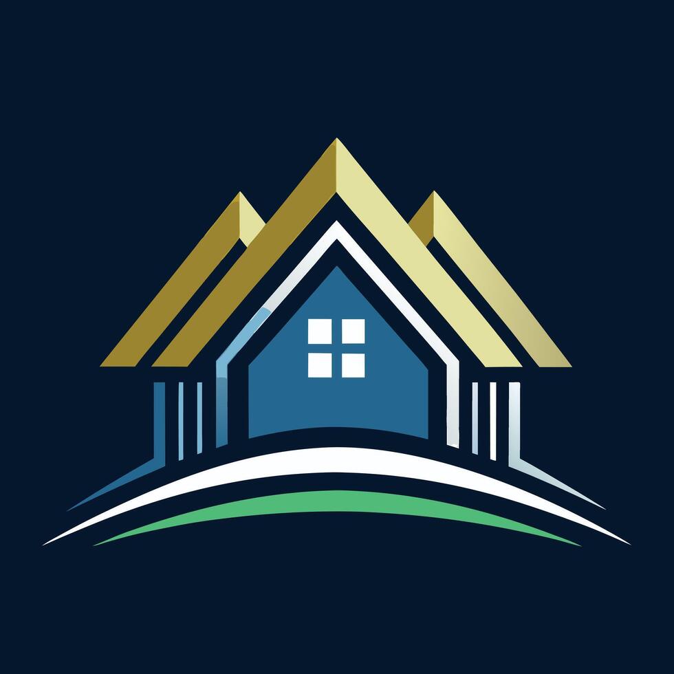 real estate logo illustration on solid background vector