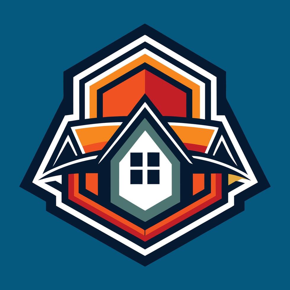 real estate logo illustration on solid background vector