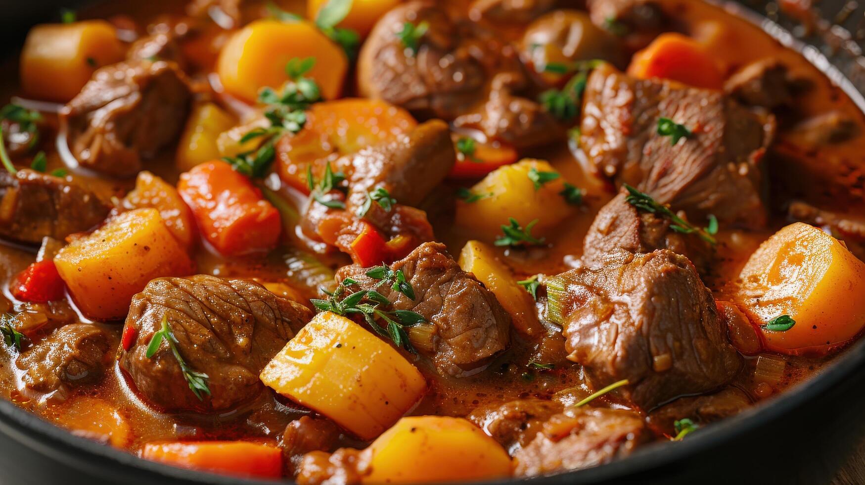Hearty Beef Stew with Vegetables in a Pot photo